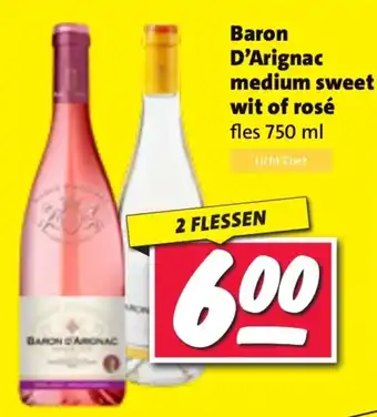 Nettorama Baron D'Arignac medium sweet wit of rosé aanbieding