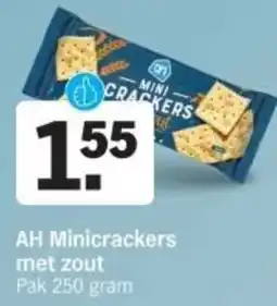 Albert Heijn AH Minicrackers met zout Pak 250 gram aanbieding