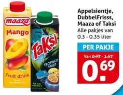 Hoogvliet Appelsientje, DubbelFrisss, Maaza of Taksi aanbieding