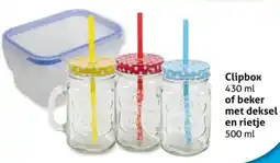 Hoogvliet Clipbox of beker met deksel en rietje aanbieding