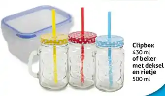 Hoogvliet Clipbox of beker met deksel en rietje aanbieding