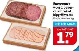 Hoogvliet Boerenmet- worst, peper cervelaat of kipgrillworst aanbieding