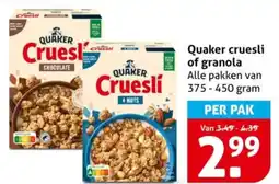 Hoogvliet Quaker cruesli of granola aanbieding