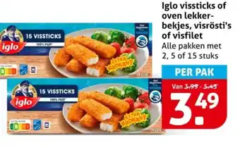 Hoogvliet Iglo vissticks of oven lekker bekjes, visrösti's aanbieding