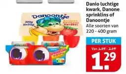 Hoogvliet Danio luchtige kwark, Danone sprinklins of Danoontje aanbieding