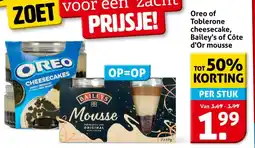 Hoogvliet Oreo of Toblerone cheesecake, Bailey's of Côte aanbieding