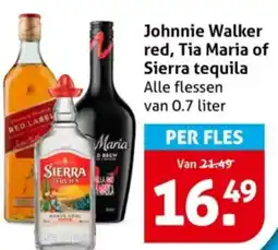 Hoogvliet Johnnie Walker red, Tia Maria of Sierra tequila aanbieding