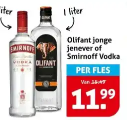 Hoogvliet Olifant jonge jenever of Smirnoff Vodka aanbieding