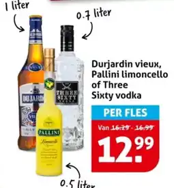 Hoogvliet Durjardin vieux, Pallini limoncello of Three Sixty vodka aanbieding