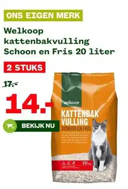 Welkoop Welkoop kattenbakvulling Schoon en Fris 20 liter aanbieding