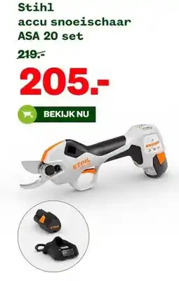 Welkoop Stihl accu snoeischaar ASA 20 set aanbieding