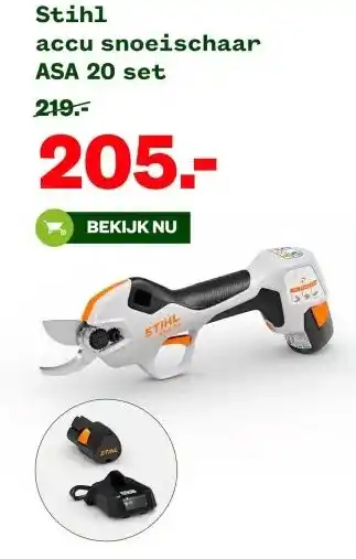 Welkoop Stihl accu snoeischaar ASA 20 set aanbieding