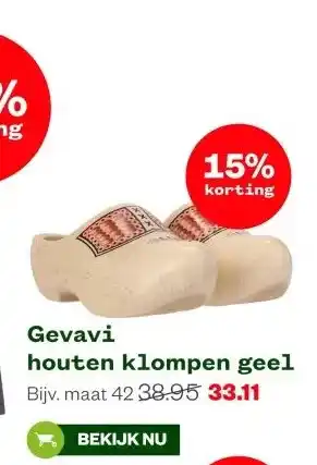 Welkoop Gevavi houten klompen geel aanbieding