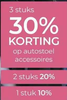 Prenatal 3 stuks 30% KORTING op autostoel accessoires 2 stuks 20% 1 stuk 10% aanbieding