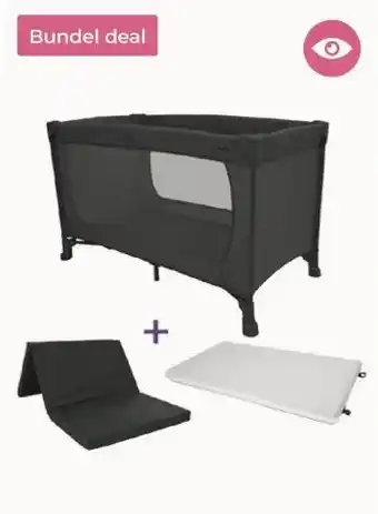 Prenatal Prénatal campingbed Evi zwart met matras & matrashoes aanbieding