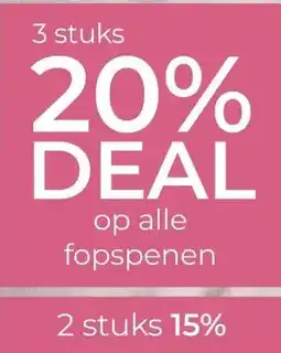 Prenatal 3 stuks 20% DEAL op alle fopspenen 2 stuks 15% aanbieding