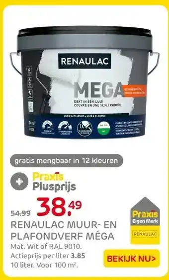 Praxis RENAULAC MUUR- EN PLAFONDVERF MÉGA aanbieding