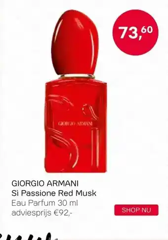 Pour Vous GIORGIO ARMANI Sì Passione Red Musk Eau Parfum 30 ml aanbieding