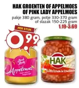 MCD Supermarkt HAK GROENTEN OF APPELMOES OF PINK LADY APPELMOES aanbieding