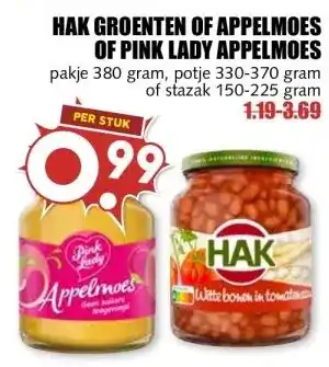 MCD Supermarkt HAK GROENTEN OF APPELMOES OF PINK LADY APPELMOES aanbieding
