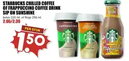 MCD Supermarkt STARBUCKS CHILLED COFFEE OF FRAPPUCCINO COFFEE DRINK SIP ON SUNSHINE aanbieding