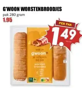 MCD Supermarkt G'WOON WORSTENBROODJES aanbieding