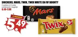 MCD Supermarkt SNICKERS, MARS, TWIX, TWIX WHITE EN/OF BOUNTY aanbieding