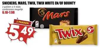 MCD Supermarkt SNICKERS, MARS, TWIX, TWIX WHITE EN/OF BOUNTY aanbieding