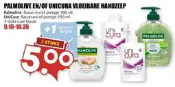 MCD Supermarkt PALMOLIVE EN/OF UNICURA VLOEIBARE HANDZEEP aanbieding