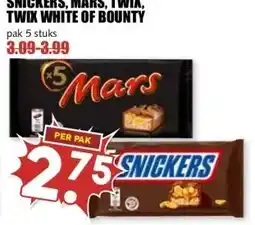 MCD Supermarkt SNICKERS, MARS, TWIX, TWIX WHITE OF BOUNTY aanbieding