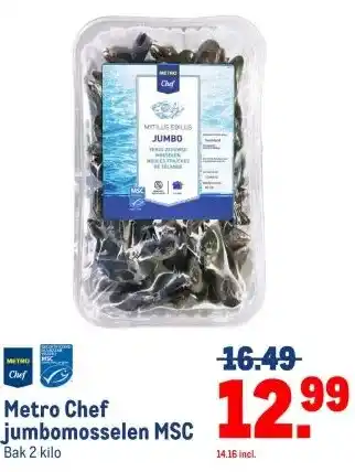Makro Metro Chef jumbomosselen MSC aanbieding