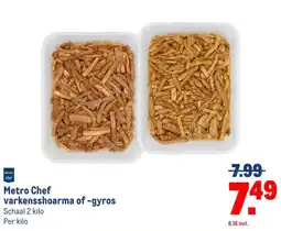 Makro Metro Chef varkensshoarma of -gyros aanbieding