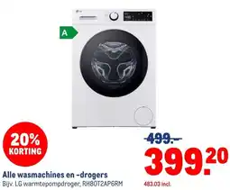 Makro Alle wasmachines en -drogers aanbieding