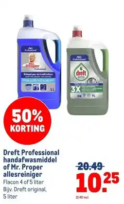 Makro Dreft Professional handafwasmiddel of Mr. Proper allesreiniger aanbieding