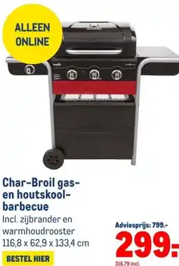 Makro Char-Broil gas- en houtskool- barbecue aanbieding