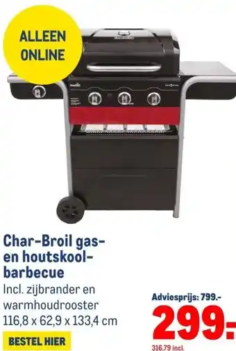 Makro Char-Broil gas- en houtskool- barbecue aanbieding