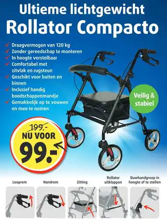 Lucovitaal Ultieme lichtgewicht Rollator Compacto aanbieding
