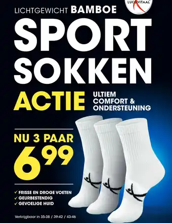 Lucovitaal LICHTGEWICHT BAMBOE SPORT SOKKEN aanbieding