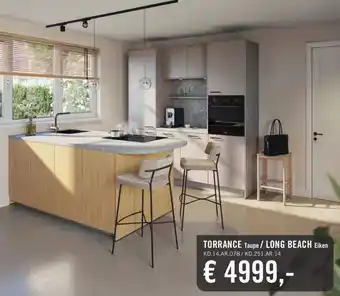 Keukendepot TORRANCE Taupe/ LONG BEACH Eiken aanbieding