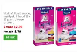 Intratuin Vitakraft liquid snacks, multipak. Inhoud 16 x 15 gram, diverse smaken. aanbieding