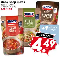Coop Unox soep in zak aanbieding