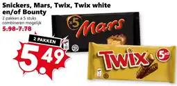 Coop Snickers, Mars, Twix, Twix white en/of Bounty aanbieding