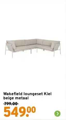 GAMMA Wakefield loungeset Kiel beige metaal aanbieding