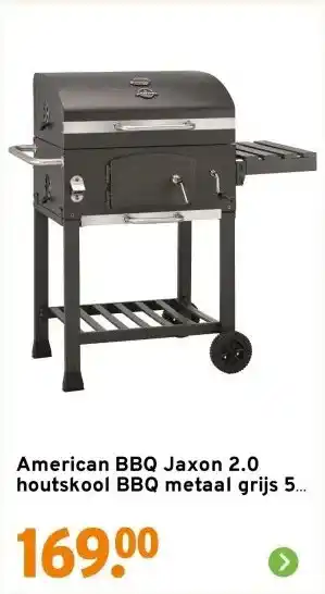 GAMMA American BBQ Jaxon 2.0 houtskool BBQ metaal grijs 57 x 42 cm aanbieding
