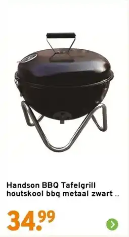 GAMMA Handson BBQ Tafelgrill houtskool bbq metaal zwart Ø 34 cm aanbieding
