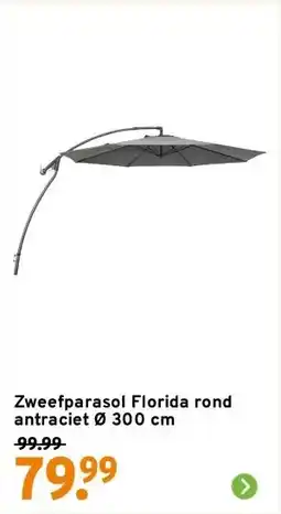GAMMA Zweefparasol Florida rond antraciet Ø 300 cm aanbieding