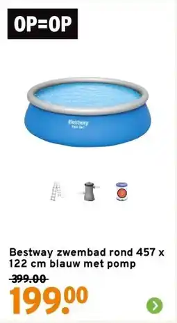 GAMMA Bestway zwembad rond 457 x 122 cm blauw met pomp aanbieding