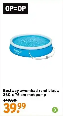 GAMMA Bestway zwembad rond blauw 360 x 76 cm met pomp aanbieding