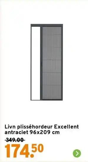 GAMMA Livn plisséhordeur Excellent antraciet 96x209 cm aanbieding