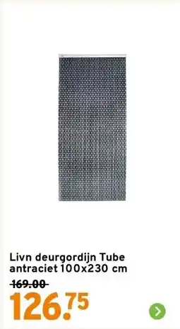 GAMMA Livn deurgordijn Tube antraciet 100x230 cm aanbieding